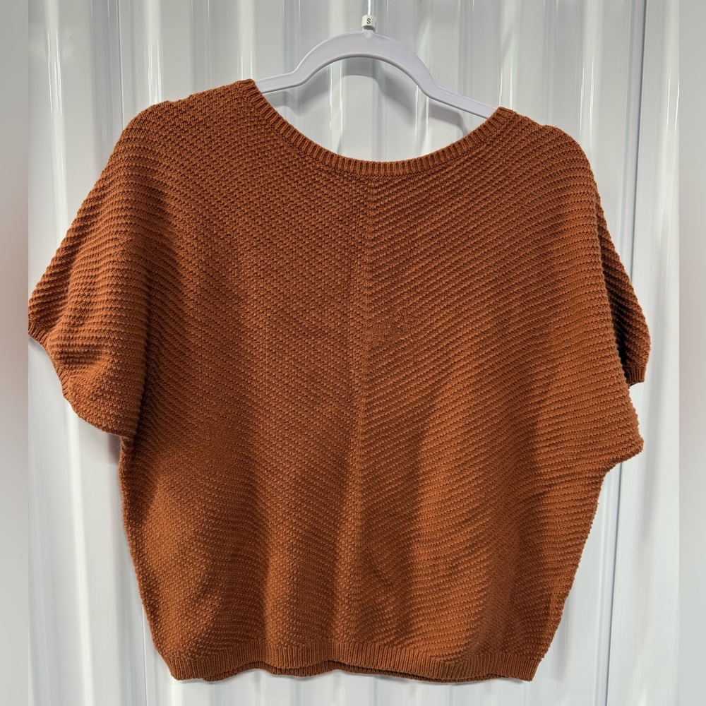 Rust Knit Short Sleeve Sweater